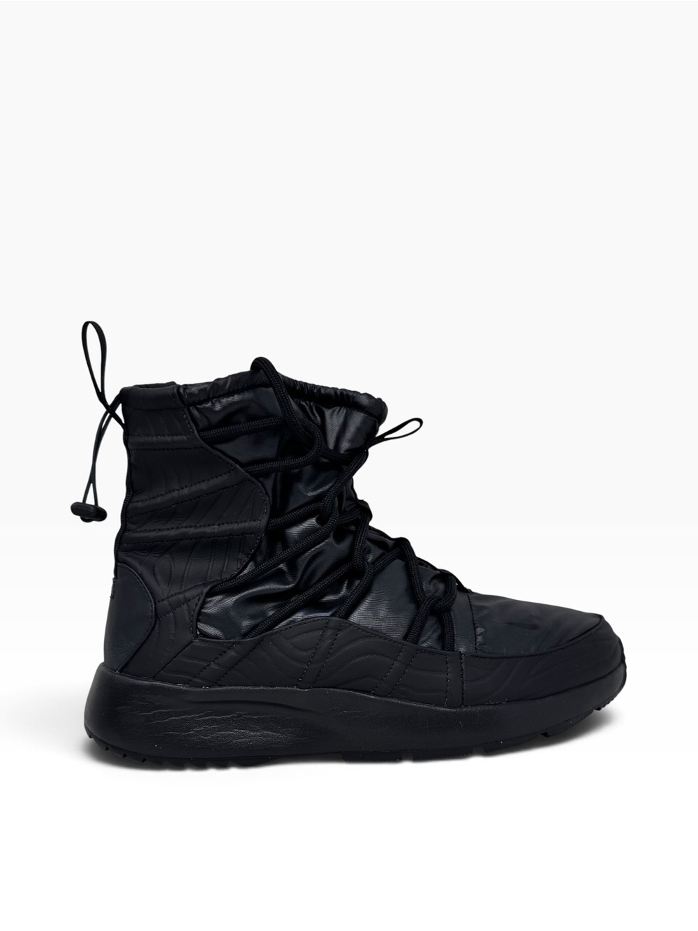 Nike Tanjun High Rise Triple Black Boots Fleece Lined Nylon Upper Women Size 12